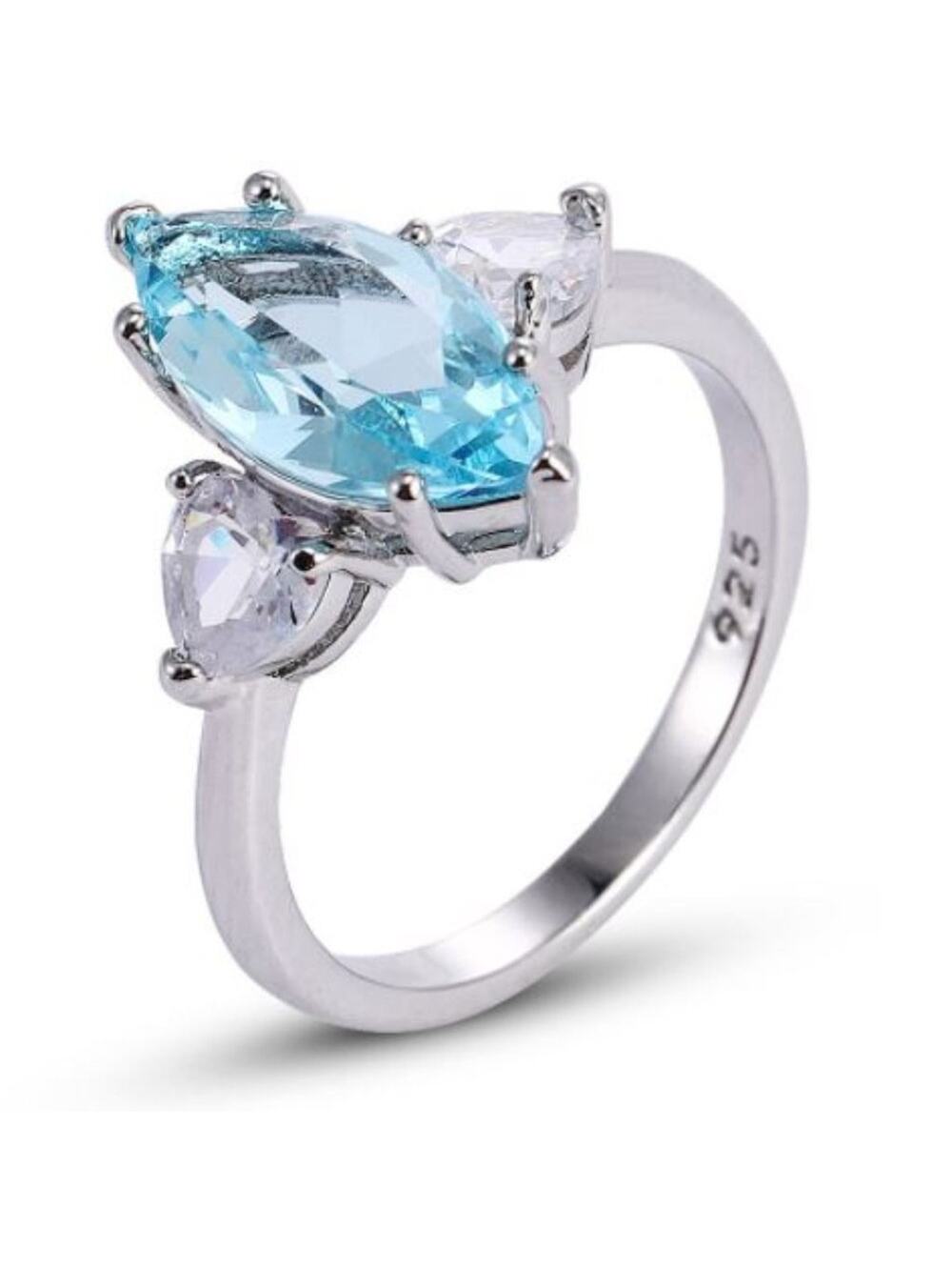 Size 10 Sterling Silver .925 Band Lab Created Stones Ring